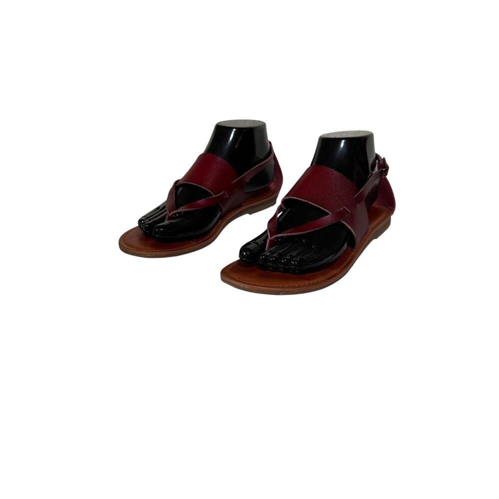 American Eagle Outfitters Leather Sandals Size 8 Red Strappy Flat